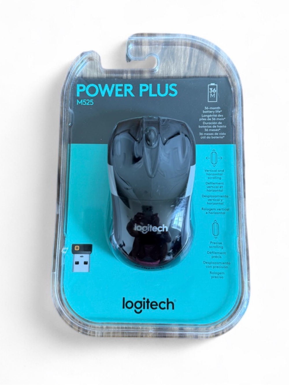 Logitech Black Power Plus M525 USB Wireless PC Computer Laptop Apple Mac Mouse